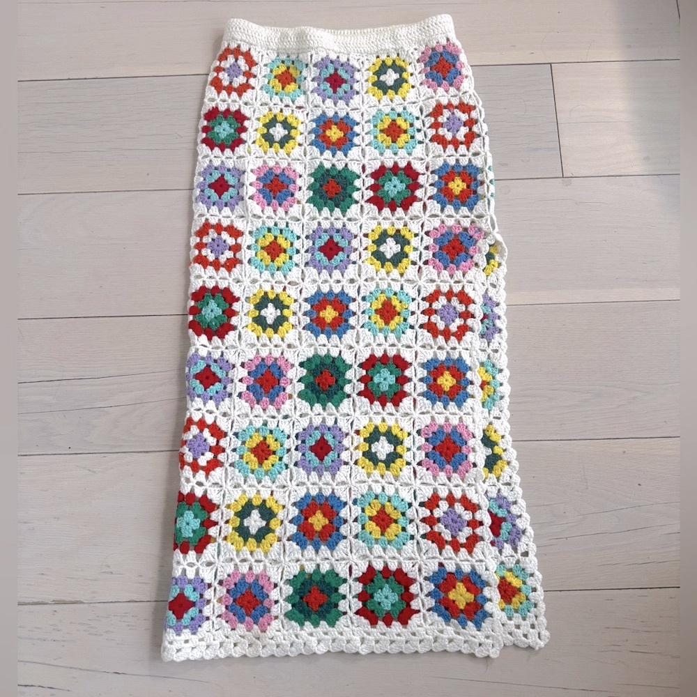 Lovers and Friends Kennedi Crochet Maxi Skirt - White/Multi (Size Small)